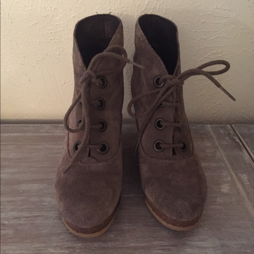 Cordani brown suede short wedge bootie